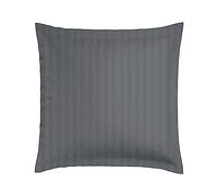 CXL by Christian Lacroix - Lot de 1 Oreiller Carré à Mémoire de Forme + 1 Taie d'oreiller - 60 x 60 cm - Linge de Lit en Satin de Coton - Lavable en Machine à 40°C - Rayure Tissé, Gris Foncé