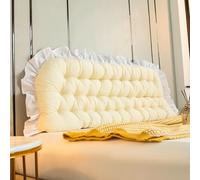 CXLT Coussin de tête de lit avec attaches de fixation - Grand traversin lombaire pour lit, canapé, lit de jour adulte (90 x 50 x 5 cm, jaune)