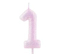 Cxryrzhe Bougie 1er Anniversaire Chiffre 1 Rose et Violet Irisé Paillettes Bougies Décoration de Gâteau pour Filles Femmes Anniversaire Fête Décor Fournitures