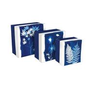 Cyanotype, Set de 3 boîtes gigognes carrées 25x25x12 cm, 20x20x11cm, et 16x16x10 cm
