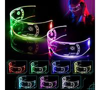 Cyberpunk Lot de 2 paires de lunettes lumineuses à LED, 7 couleurs, 4 modes, pour fête, cyberpunk, cosplay, bar, club, Halloween