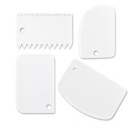 Cyberwork Corne Patisserie, Grattoir à Pâte 4PCS en Plastique sans BPA, Coupe Pâte Set Multi-Formes, Accessoire Pâtisserie pour Cuisine, Pain, Crêpes et Gâteaux (Blanc)