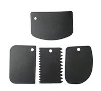 Cyberwork Corne Patisserie, Grattoir à Pâte 4PCS en Plastique sans BPA, Coupe Pâte Set Noir Multi-Formes, Accessoire Pâtisserie pour Cuisine, Pain, Crêpes et Gâteaux