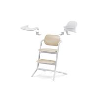 CYBEX Gold LEMO Set Chaise Haute 3en1 ; Grandit avec l’enfant, 6 mois - 99 ans : Peut être utilisée dès la naissance avec un Transat CYBEX séparé ; inclus : Baby Set et plateau repas ; aluminium / plastique ; Sand White