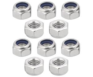 cyclingcolors 10x Ecrou Frein Hexagonal Acier Inoxydable A2 DIN 985 ISO 10511 Ecrous Hexagonaux Autobloquant Blocage Nylon pour Vis Boulons Contre Écrous à filetage Métrique, M10