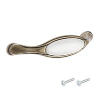 cyclingcolors 1x Poignée de meuble vintage zamak finition laiton porcelaine céramique entraxe 96 mm tiroir armoire avec vis