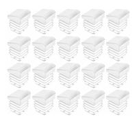 cyclingcolors 20x Bouchon Tube Chaise carré Embout rentrant Blanc incliné Pied Meuble Protection Plastique, 22x22mm