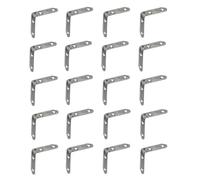 cyclingcolors 20x Équerre de fixation métal acier à nervure à visser 90 degrés meuble support renfort mural universel tablette fixation, 50 x 50 mm