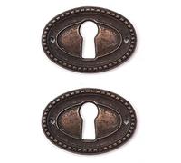 cyclingcolors 2x entrée de clé 26x37mm malle meuble ancien vintage antique époque finition bronze
