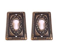 cyclingcolors 2x entrée de clé laurier verticale 25x43mm malle meuble ancien vintage antique époque finition bronze