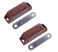 cyclingcolors 2x Loqueteau magnétique rectangulaire avec contre plaque acier Loquet Aimant Armoire Meuble Placard Frigo, marron foncé