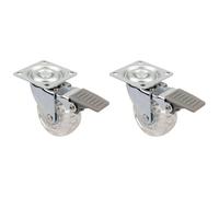 cyclingcolors 2x roulette pivotante meuble 50 mm souple avec frein support platine 50 x 50 mm universelle charge max 35kg roue chariot caisson transparent clair