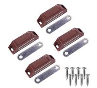 cyclingcolors 4x Loqueteau magnétique rectangulaire avec contre plaque acier Loquet Aimant Armoire Meuble Placard Frigo avec vis, marron