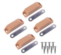 cyclingcolors 4x Loqueteau magnétique rectangulaire avec contre plaque acier Loquet Aimant Armoire Meuble Placard Frigo avec vis, beige