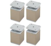 cyclingcolors 4X Pied de Meuble 40 x 40 mm Hauteur 60 mm Aluminium réglage 15 mm Support Universel canapé Armoire Cuisine Salle de Bain, Aspect INOX Gris