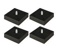 cyclingcolors 4X Pied de Meuble 75 x 75 mm Hauteur 20 mm réglage 10 mm Plastique Support Universel canapé Armoire Cuisine Salle de Bain, Noir Mat