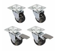 cyclingcolors 4x roulette pivotante meuble 50 mm souple avec et sans frein support platine 50 x 50 mm universelle charge max 35kg roue chariot caisson transparent foncé