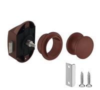 cyclingcolors Serrure verrou avec bouton Push-lock poussoir axe 25mm poignée rosace idéal bateaux caravanes camping car van fermeture sans clé, marron foncé