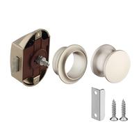 cyclingcolors Serrure verrou avec bouton Push-lock poussoir axe 25mm poignée rosace idéal bateaux caravanes camping car van fermeture sans clé, nickelé mat
