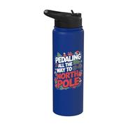 Cycliste de Noël Pôle Nord Vélo Stainless Steel Insulated Water Bottle