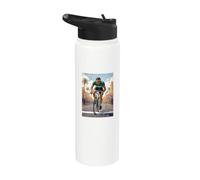 Cycliste en vert se bat contre le meilleur sprinteur Stainless Steel Insulated Water Bottle