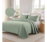 CYCMACO Doux Couvre-Lit Quilt, 180x260cm, Couvre-Lit Ultrasonique Matelassé, Moderne Géométrique CouvreLit, pour Toutes Les Saisons, CouvreLit pour Canapé Ou Fauteuil, Vert Clair