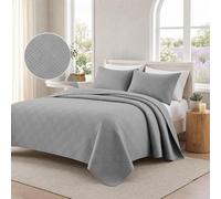 CYCMACO Doux Couvre-Lit Quilt, 250x250cm, Couvre-Lit Ultrasonique Matelassé, Moderne Géométrique CouvreLit, pour Toutes Les Saisons, CouvreLit pour Canapé Ou Fauteuil, Gris Clair