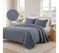 CYCMACO Doux Couvre-Lit Quilt, 260x260cm, Couvre-Lit Ultrasonique Matelassé, Moderne Géométrique CouvreLit, pour Toutes Les Saisons, CouvreLit pour Canapé Ou Fauteuil, Gris Foncé