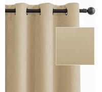 CYCMACO Rideau Occultant Thermiques Anti Froid 140x200cm, Beige Foncé | Lot De 2 Rideaux Thermique Isolant À Oeillets, Moderne Anti Froid Uv Phonique Bruit, Pour Salon Maison Chambre