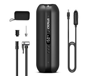 CYCPLUS 2600mAh*3 Pompe à air 150PSI Compresseur électrique Mini Pompe à vélo avec lumière LED, Batterie Li-ion rechargeable DC/AC 12V pour vélos, motos et voitures.