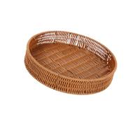 CYDZSRA Plateau de rangement en osier tressé à la main, résistant et durable. Panier de rangement en rotin tressé. Décoration intérieure plate au charme, Brun, Rond S
