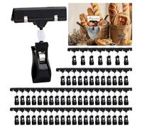 CYEER 60 Pièces Porte-Étiquettes de Prix, Double Clip Rotatif à 360° avec Pince Antidérapante, Support de Signalisation de Vente pour Boulangerie, Paniers de Supermarché et Présentoirs de Buffet