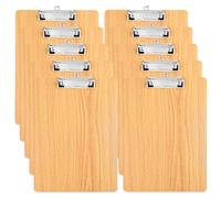 CYEER Lot de 10 Porte-Blocs A4 en Bois Épais 4mm - Clipboard A4 Professionnel avec Pince Métallique et Crochet de Suspension - Idéal pour Bureau, Menu Restaurant, École et Hôpital - 23x32 cm