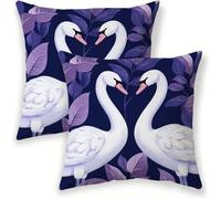 Cygne Coussin Exterieur Impermeable 30x30 cm, Velours Housse de Coussin Exterieur pour Salon de Jardin, Violet Taies D'oreillers Canapé Decoratif Lot de 2 pour Canapé Balcon Terrasse Salon SJ-218
