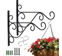 CYH 2 Pièces Support Plante Mural Balcon, Crochet de Suspension en Fer Forgé, Crochets Suspension de Plante avec Vis, pour Jardin Balcon Lanterne Plants Déco avec 2 Crochets en Forme S