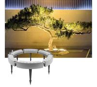 CYHTYM Anneau lumineux Lampe circulaire d'extérieur pour arbre et palmier, projecteur paysager DC24V 12W, éclairage sans fil extensible et emboîtable(Warm Light Lamp,6 SETS)