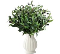 CYIOU 30CM Décoration Branche Olivier Artificiel Branch Faux Olive Branches | Feuille D Olivier Artificiel Branches D Eucalyptus Artificielles pour Table à Manger Vase Bouquet de Mariage Décorer