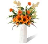 CYIOU 5 Pc Bouquet de Tournesol Artificiel DIY Fleurs Séchées Fausse | Fleurs Artificielles Deco Haut de Gamme Déco Automne pour Mariage Fête Salon ou Décoration de Table