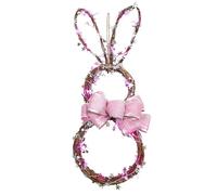 CYIOU Couronne de Paques en Forme de Lapin LED Couronne Paques Porte Rattan Circle Wreath Ornaments Easter Bunny Shape Garland Paques LED pour Cheminée Salon Décor de Pâques (Piles Non incluses)