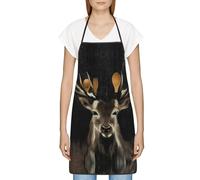 Cykazhst Tablier de cuisine imperméable avec imprimé cerf pour homme et femme, pour barbecue, restaurant, café, blanc, taille unique