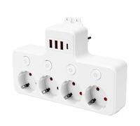 Cyleto Multiprise 4 Prises avec USB-C et 3 USB-A, interrupteurs individuels avec Voyant Lumineux, sécurité Enfant et Protection Contre Les surtensions - pour Bureau, Maison, Cuisine, Voyages
