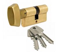 Cylindre à bouton TE-5 sur passe général - B30x30 mm - laiton poli TESA Sécurité