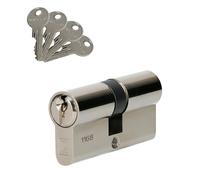 Cylindre à double entrée 5 goupilles 5G laiton nickelé 30x30 sur variure MV2mm - HERACLES - C100010MV2