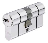 Cylindre de porte double entrée - ABUS - Modèle D6PSN - 40/40 mm - 2 entrées - 5 clés réversibles - Finition nickelée