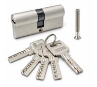 Cylindre de Serrure 35/35 mm, 70 mm avec 5 Clés, Barillet Porte d'Entrée en Laiton, Serrure Porte d'Entrée Double Cylindre Anti-Perçage, Cylindre de Remplacement pour Porte