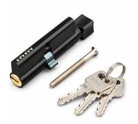 Cylindre de Serrure à Bouton,Barillet de Serrure E Cylindre De Serrure De Porte En Aluminium, Tour De Pouce 35/35 for Portes UPVC Avec 3 Clés(Black)