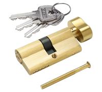 Cylindre de serrure en laiton massif avec 3 clés en laiton, diamètre 63 mm - serrure de porte de remplacement