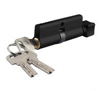 Cylindre de serrure Euro noir 70 mm - Mécanisme de serrure de porte 6 broches en alliage de zinc avec 3 clés et vis de fixation pour portes intérieures en bois - Option de tour de pouce disponible