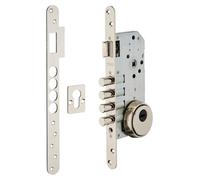 Cylindre de serrure pour porte d'entrée, 50 mm, à 4 points de verrouillage, en acier, plaqué nickel