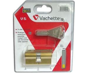 Cylindre de serrure VACHETTE - Européen - 30x30 mm - 5 goupilles - Stator monobloc en laiton massif